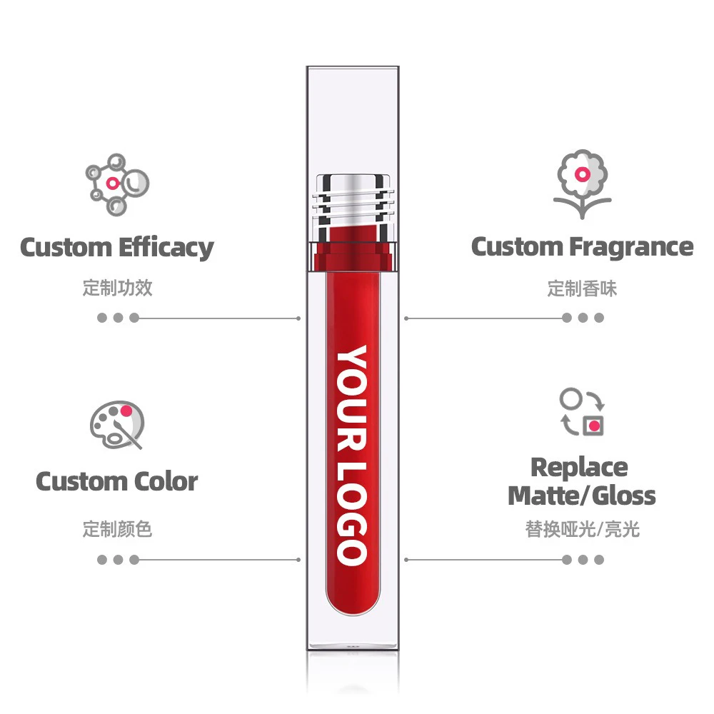 4ml Błyszczyk do ust z efektem lustra, odporny na rozmazywanie, płynna pomadka w płynie, makijaż wegański, sprzedaż hurtowa, prywatna marka, niestandardowe logo, olejek do ust