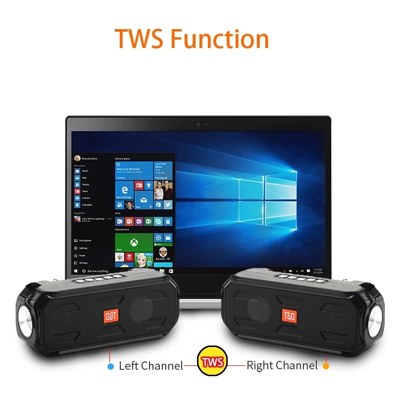 TWS Waterproof TG280 Speaker Portable Column Wireless Stereo Music Box Solar Power Bank Boombox MP3 Loudspeaker Outdoor Speaker