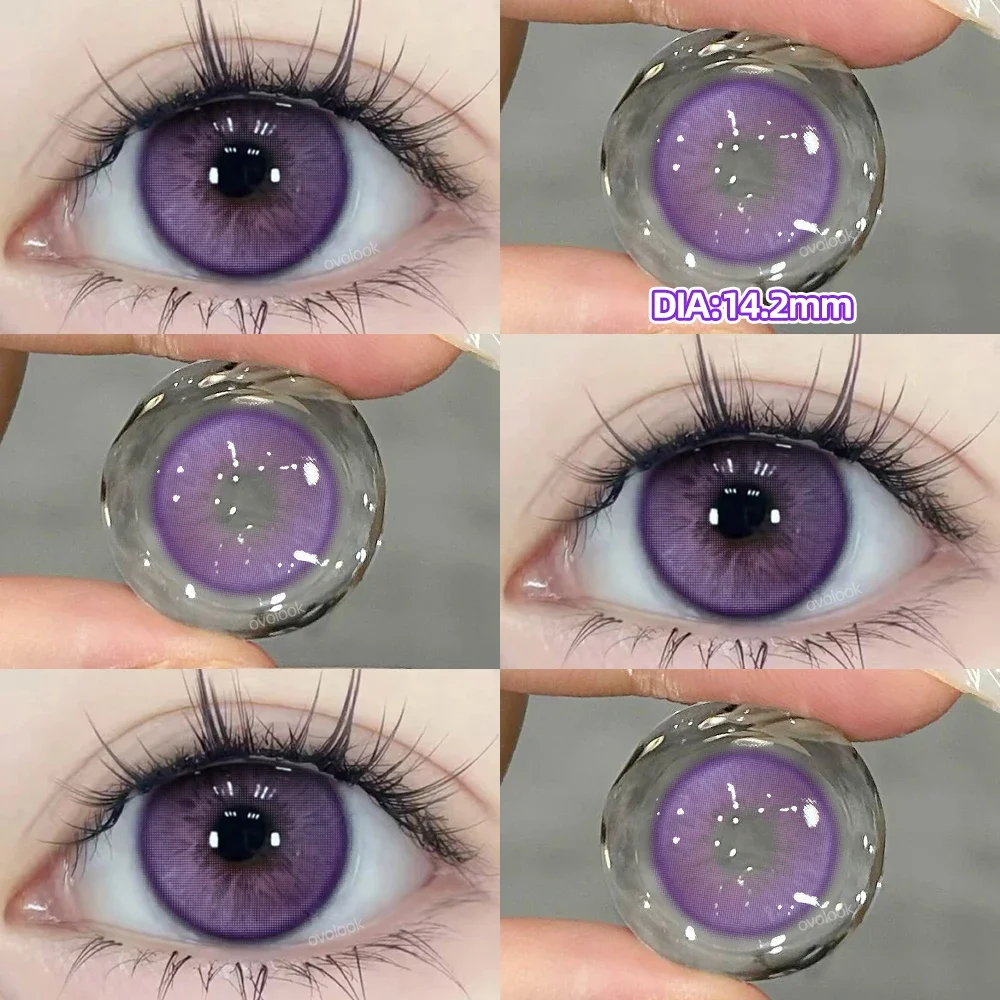 OVOLOOK-2 stks/paar Gekleurde Contactlenzen voor Make-Up Ogen Cyber Serie Halloween Schoonheid Rode Contactlenzen Paars Bijziendheid Lens