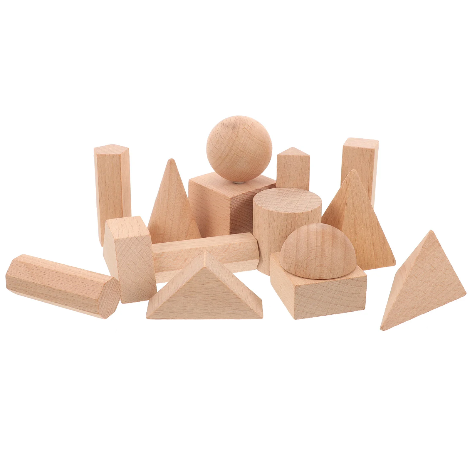 12 stücke Geometrie Bausteine Holz 3D Würfel Zylinder Rund Kegel Quader Kombination Spielzeug holz baustein