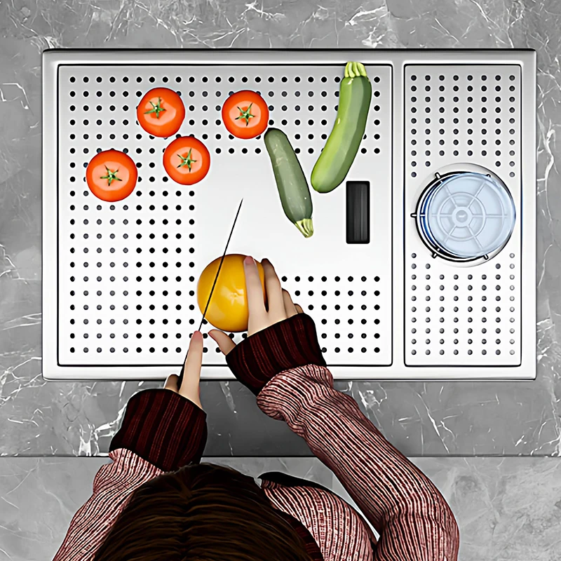 

Small Size Kitchen Island Sink Cup Washer Hidden Bar Counter Cover Concealed Kitchen Sinks SUS 304 Stainless Steel Brushed