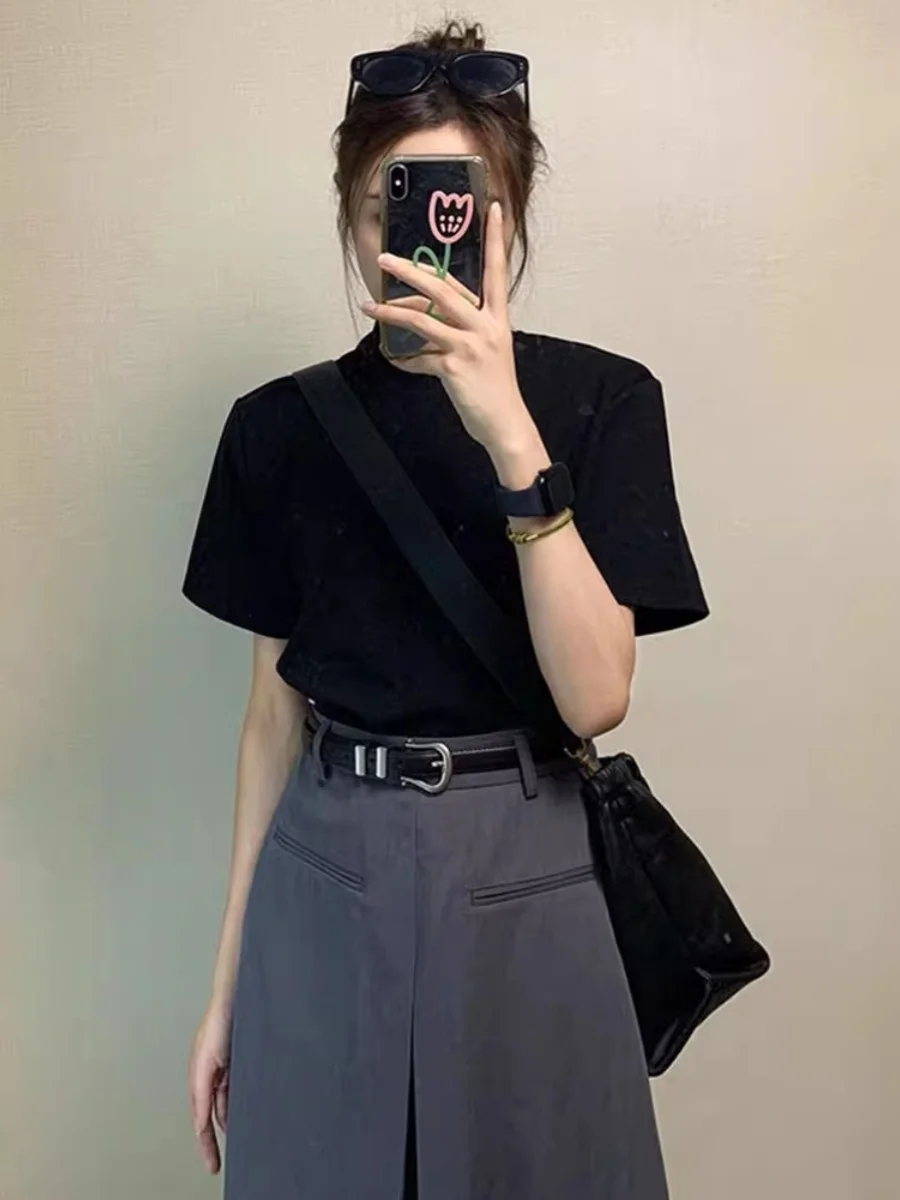 

Американская ретро-юбка А-силуэта с высокой талией, женская летняя новинка, плиссированная миди-юбка для женщин, создающая особую атмосферу