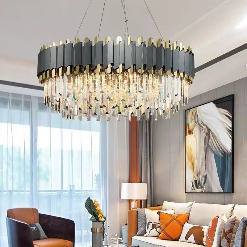 

Modern LED Crystal Chandeliers Lighting Originality Stainless Steel Luxury Pendant Hanging Lamp Island Fixture Suspension Light