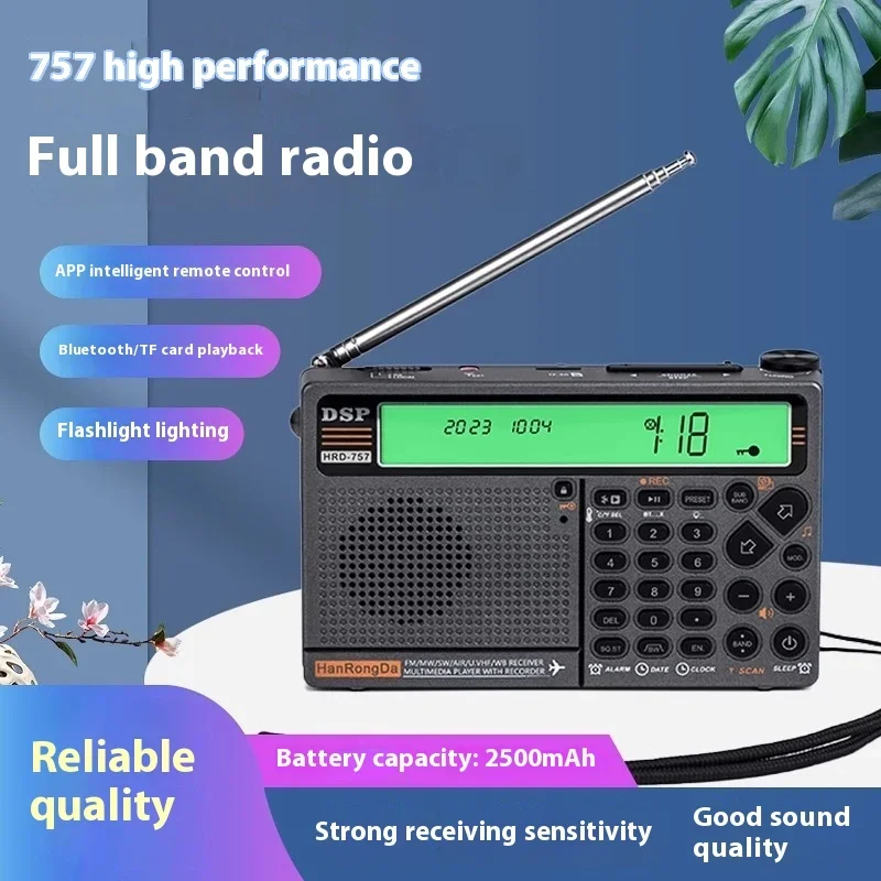 

Hanrongda Hrd-757 Radio Fm All-Band Bluetooth Fm Radio Two Ips Screen With Card Aux In Plays emergency Receiver Large Battery