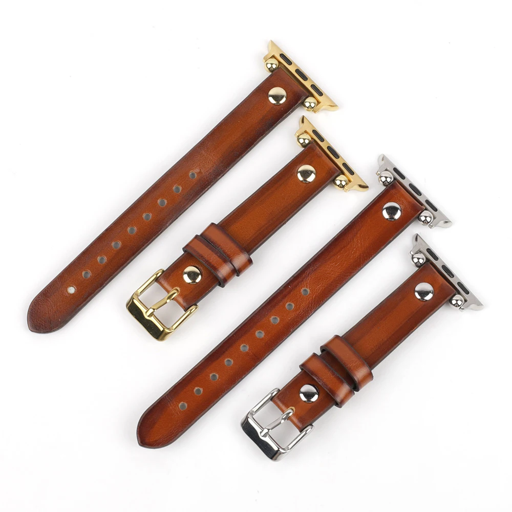 

Винтажный кожаный ремешок для часов 38 мм, 40 мм, 42 мм, 44 мм, коричневый сменный браслет для женщин, аксессуары для ремешков для часов серии