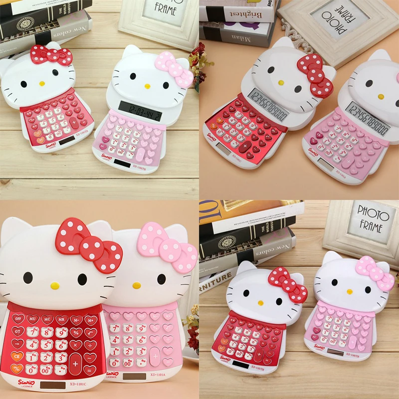 

Sanrio Hello Kitty Doll Shaped Sliding Double Power Calculator Anime Character Children's Learning Equipment Calculator Gifts