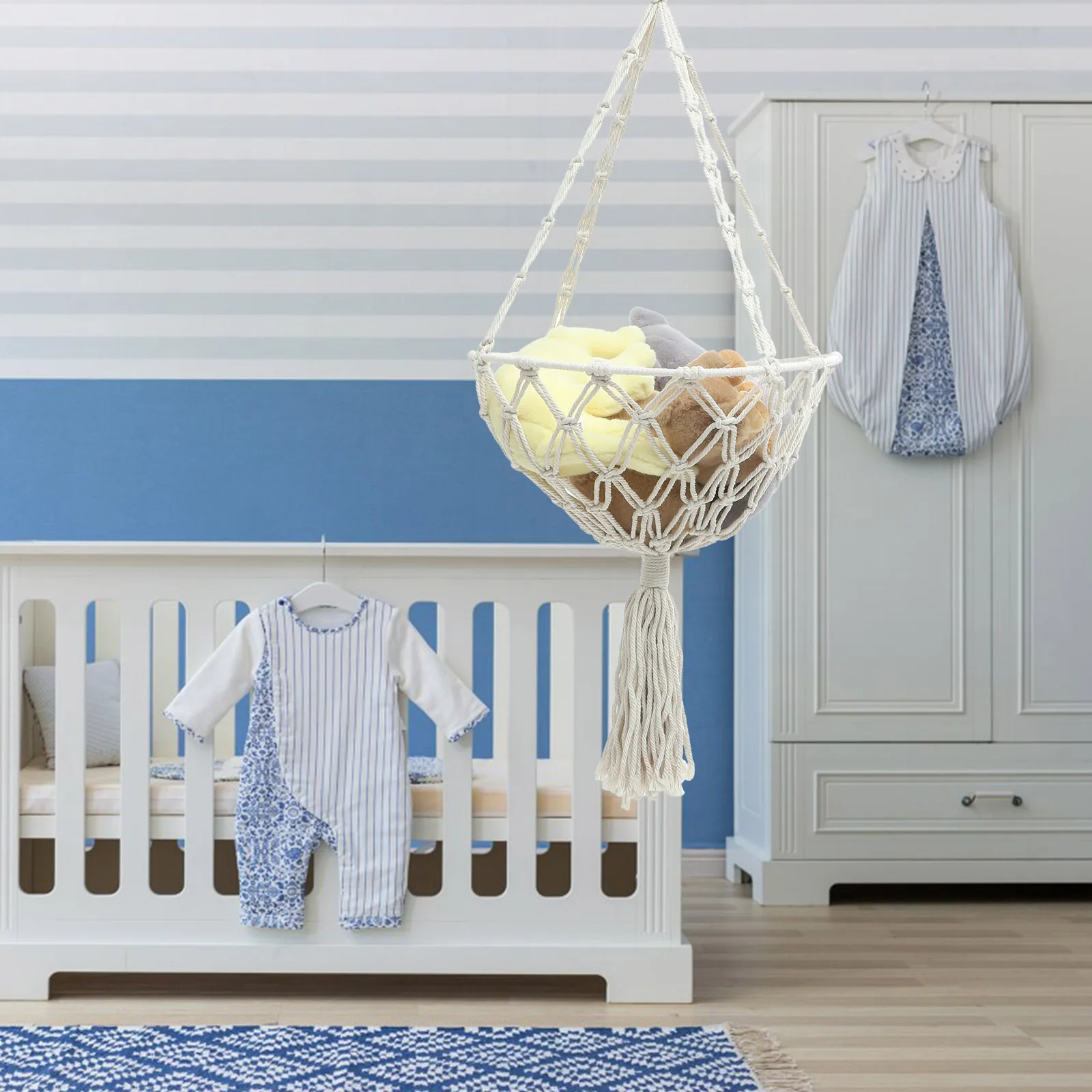 

Cotton Rope Hanging Basket Planters Macrame Woven Flower Pot Holder Baskets Durable Rustic Plant Hanger Small