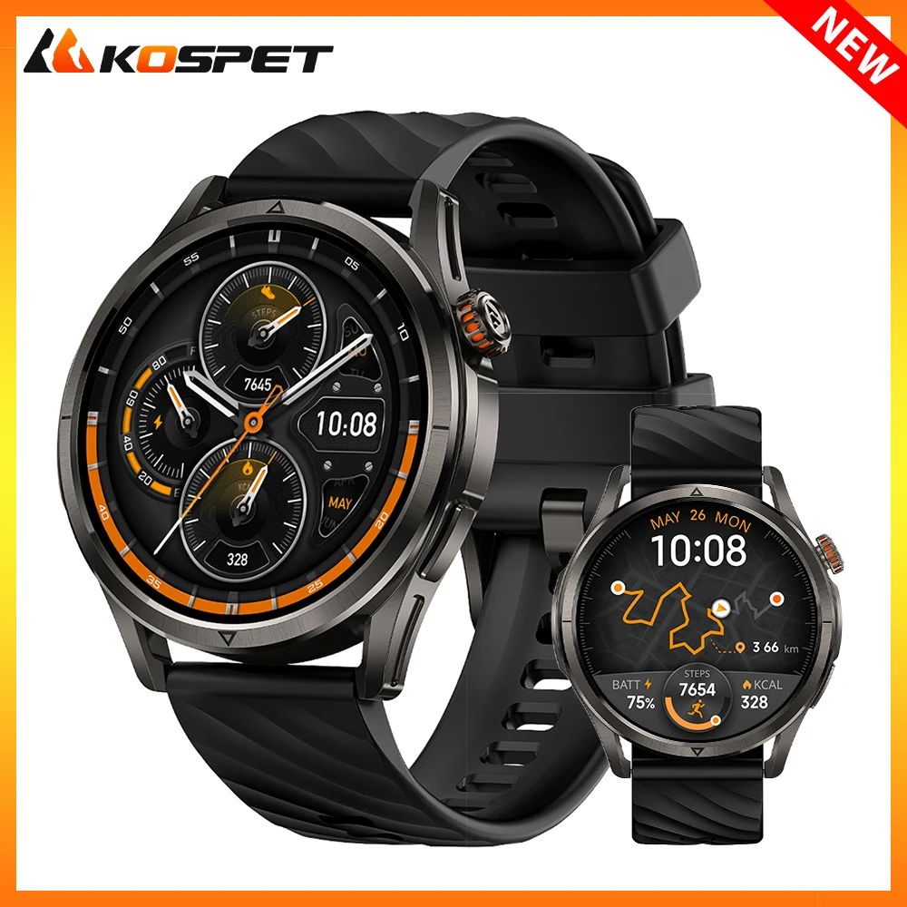 

KOSPET MAGIC R10 Smart Watch For Men Dual-Band GPS 5ATM IP69K Waterproof Stainless Steel 1.43" AMOLED for Android iOS