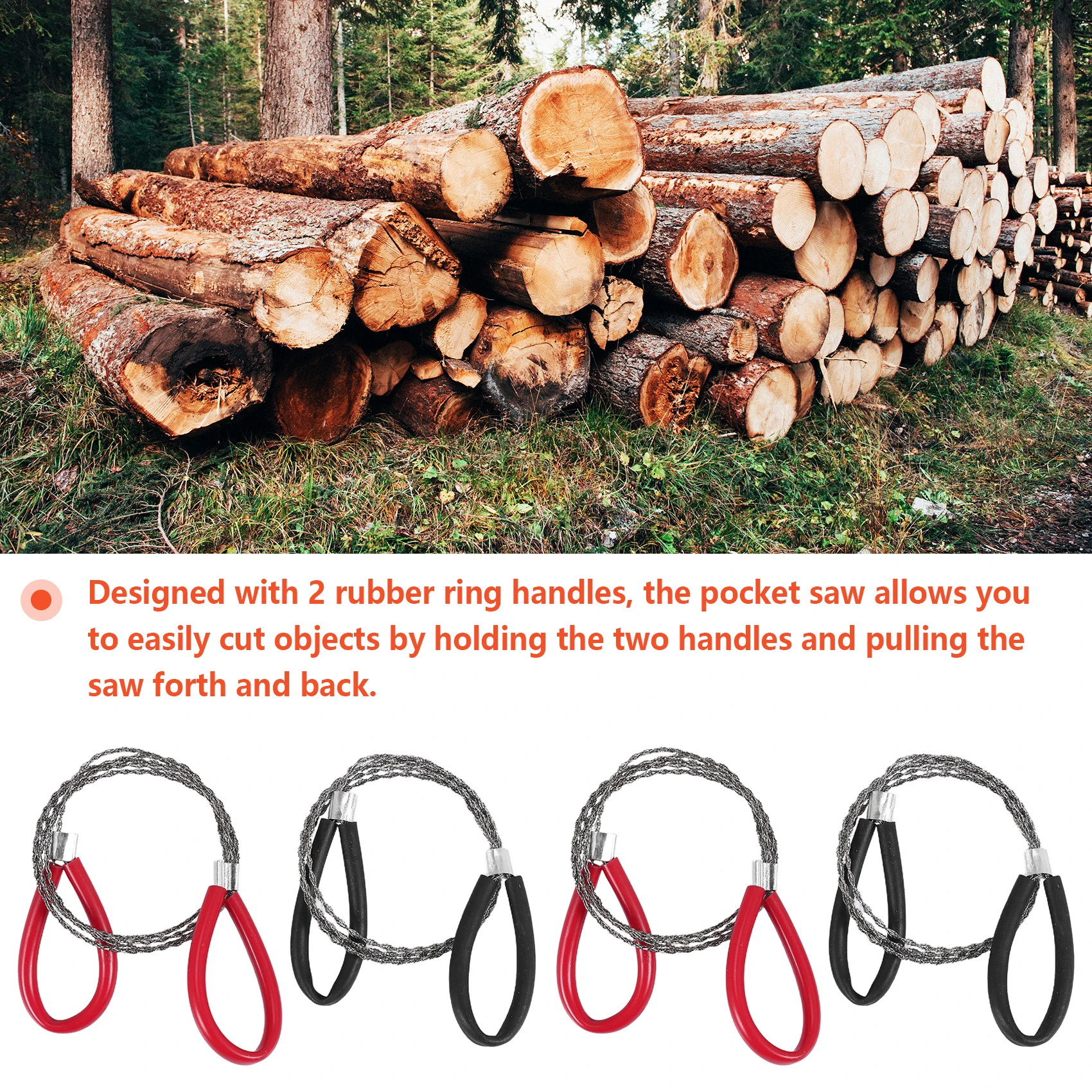 B59APipe Cutters 4 Pcs Stainless Steel Cable Saw, Metal Wire Saw Hand Pocket String Rope Saw PVC Pipe Cutting Tool for Wood