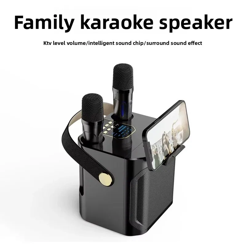 

Bluetooth Karaoke Speaker High Power with Dual Microphone Boombox Portable 360° Stereo Surround Waterproof Wireless Subwoofer