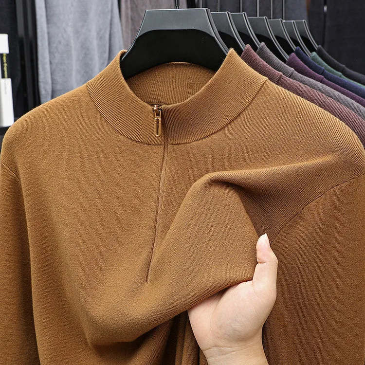 

Loose Long Sve Knitted Base irt for Men Color Faionable Dad Clothes Straight Cut Ci Walk Polyester Blend Wool ...