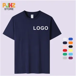 100% Cotton T-shirt Custom Logo Round Neck Men's And Women's Casual Short Sleeve Tee Personal Group Design Print Embroidery