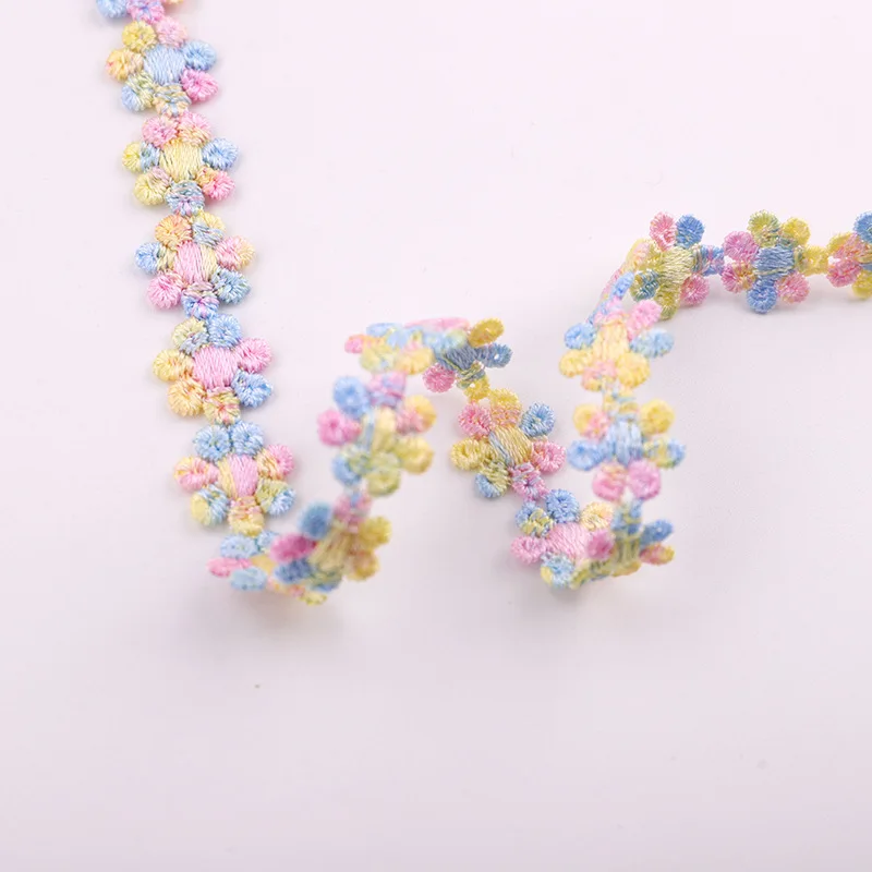 

30 ярдов, 15 мм, узкое цветное кружево с цветочным узором для шитья, декоративное кружево для обуви, лента для волос, вышивка, DIY, для одежды, кукольной одежды, кружево