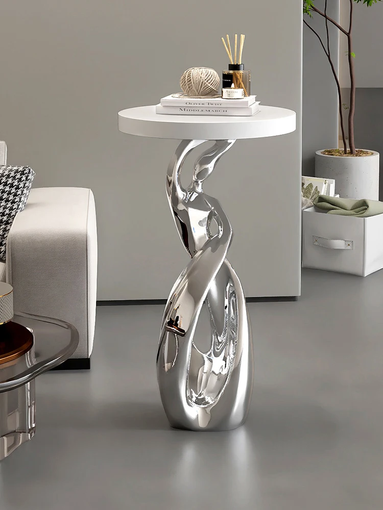 

Home Decor Creative Abstract Girl Statue Side Table Floor Decoration Living Room Round Tea Table Art Ornaments Housewarming Gift