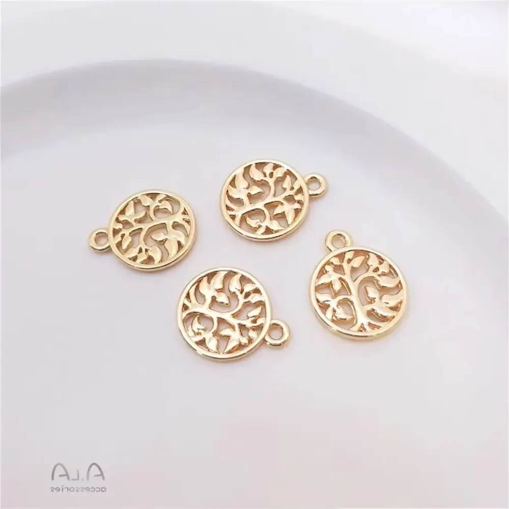 14K Gold Plated Accessories: Tree of Life pendant, Lucky tree, heart-shaped pendant, DIY pendant