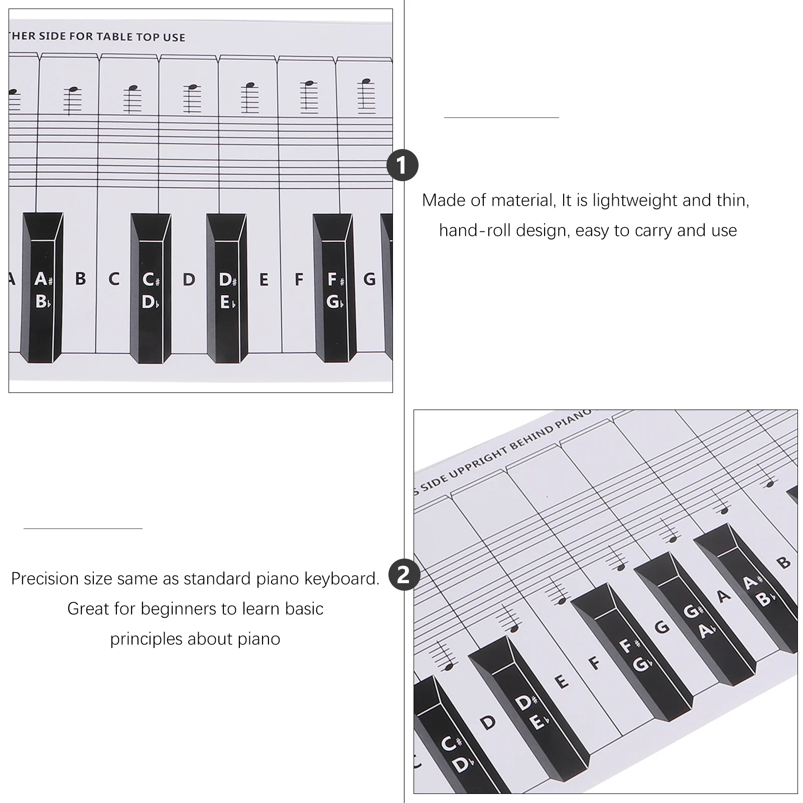 

88 Key Hand Roll Piano Keyboard Practice Paper For Student Teaching Aid Chart Standard Size Simulation Keys Piano Keyboard Guide