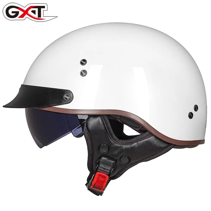 Genuine GXT ABS Shell Vintage Fiberglass Half Face Motorcycle Helmet Chopper Retro Scooter Motorbike Riding Cascos Para Moto DOT