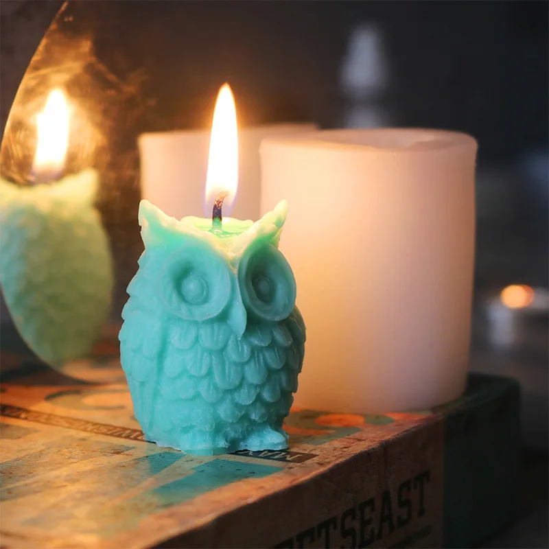 1pc 3D Owl Candle Mold Silicone Mold for Candle Making DIY Handmade Soap Plaster Resin Molds Wax Would Cake Decor Baking Tools