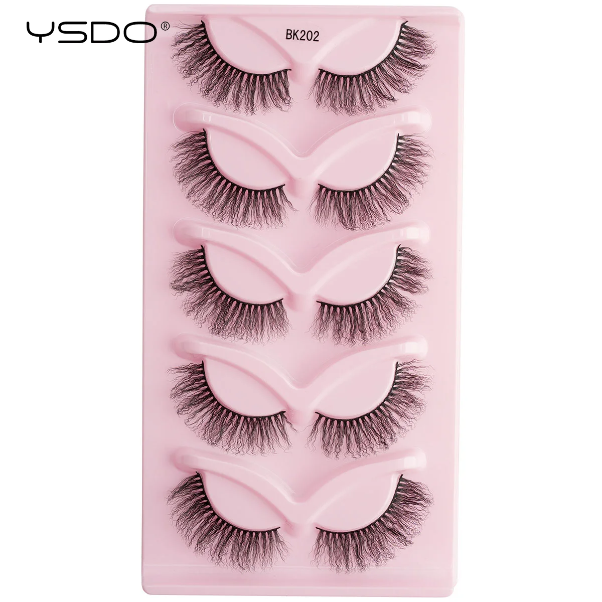 YSDO 5 Paar Wimpern, natürlich, lang, 3D-Nerzwimpern, Wolle, Lockenstil, falsche Wimpern, unordentliches Volumen, gefälschte Wimpern, Make-up-Tools