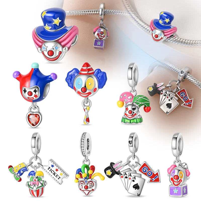 

New 925 Sterling Silver Clown Rabbit Halloween Series Pendant Charms Beads Fit Original Bracelets DIY Jewelry Gift