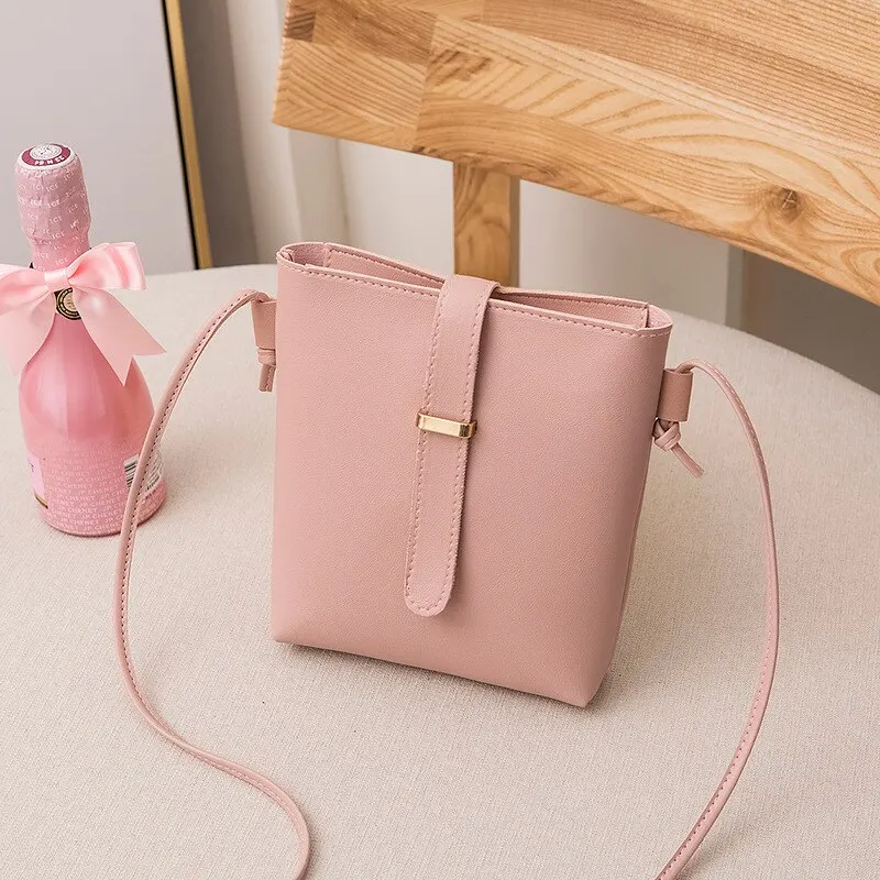 Bags For Women PU Crossbody Square Bag Female Bags Buckle Decorated Lady Shoulder Bucket Bag