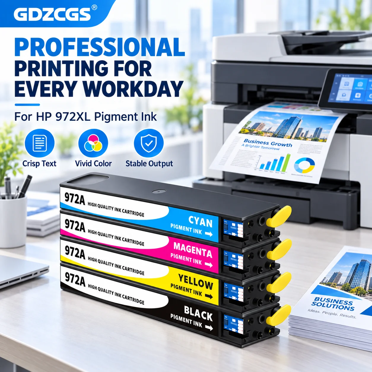 For HP 972XL Cartridge With Full Pigment Ink Chip For HP PageWide Pro 452dn 452dw 477dn 477dw 552dw 577dw 577z Printer 4Colors