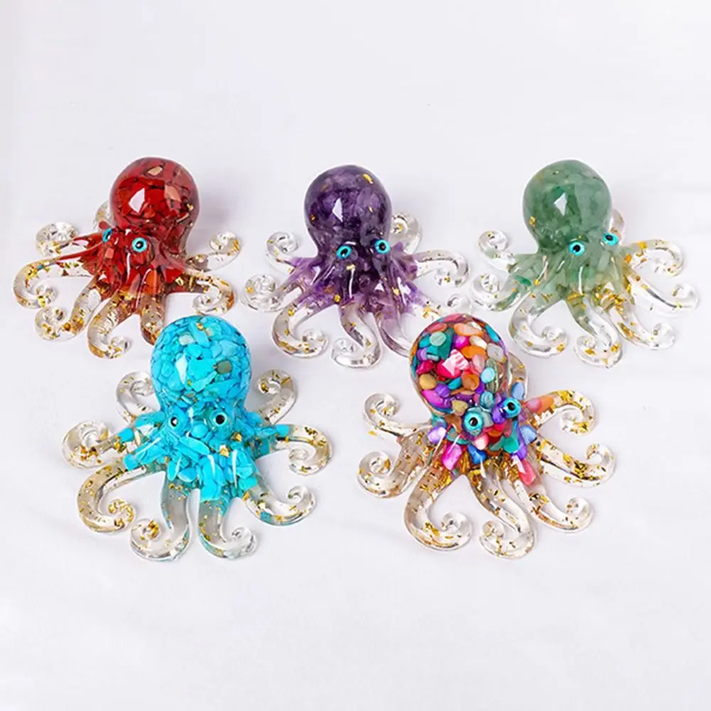 

Lucky Octopus Resin Crafts Exquisite Attracting Wealth Crystal Squid Ornaments Stone Animal Model Crystal Octopus Statue