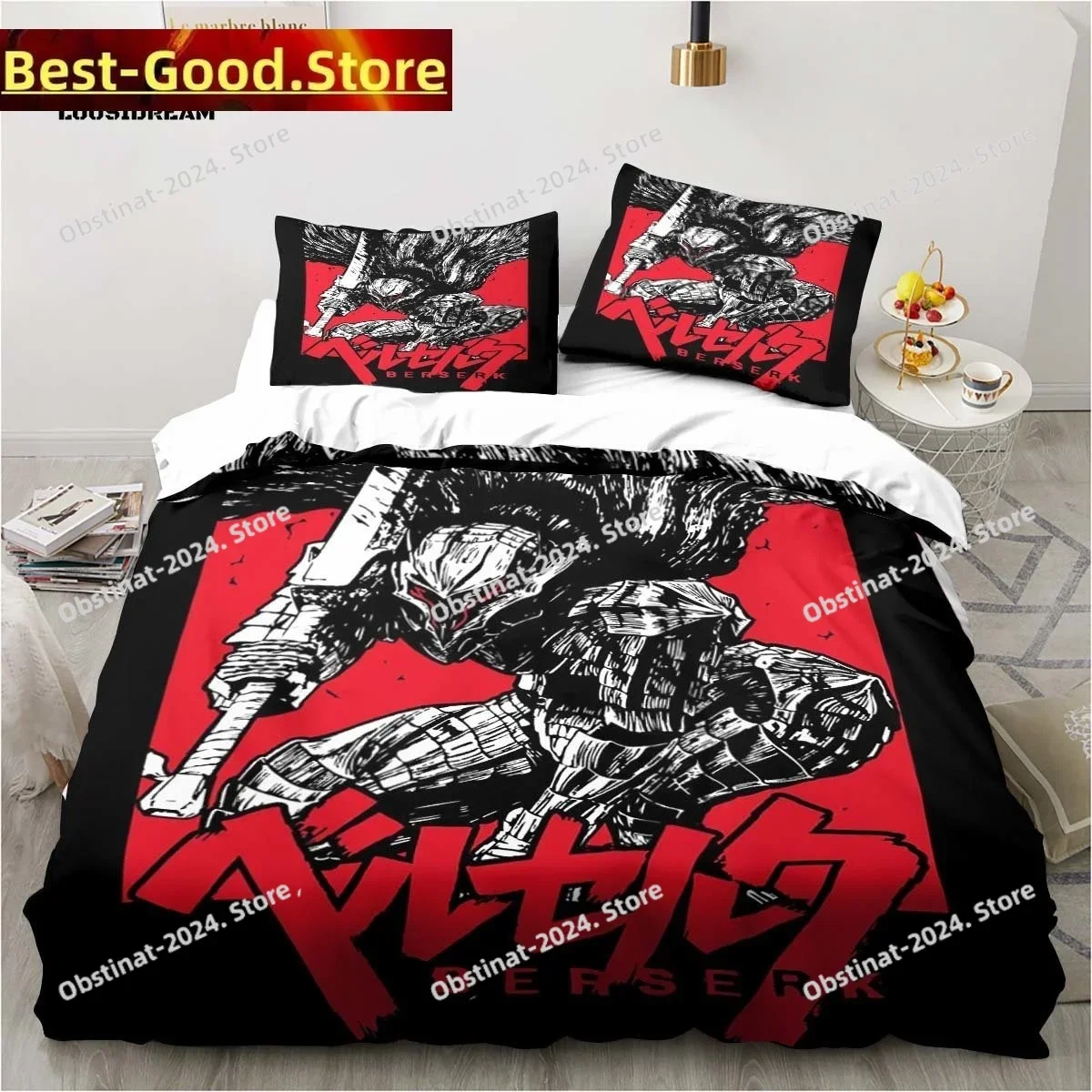 

3D Calssic Comics Berserk Anime Christmas Navidad Gift Twin Bedding Set Printed Duvet Cover Pillow Case 3 Pieces Kids Adult Size