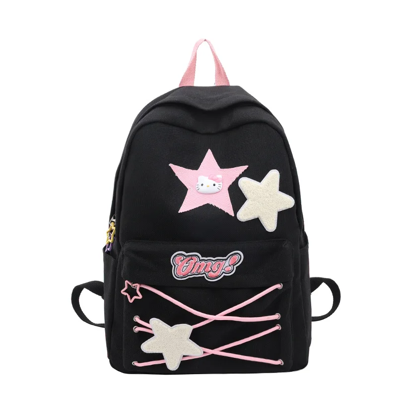 Sanrio Anime Hello Kitty Bags New Black Fashion Backpack College Student Large Capacity Schoolbag Mommy Travel Handbag Girl Gift