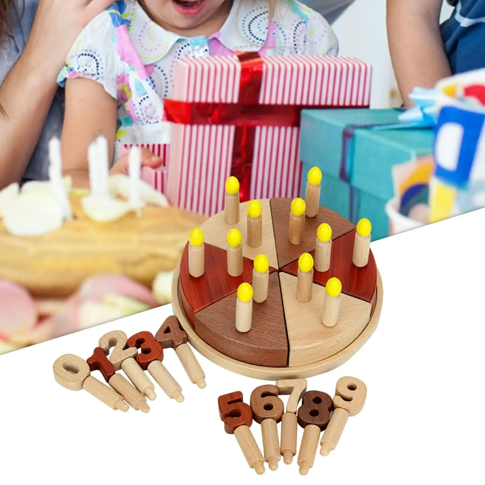 Wooden Birthday Cake Toys DIY Montessori Kitchen Toys for Boys Preschool Baby