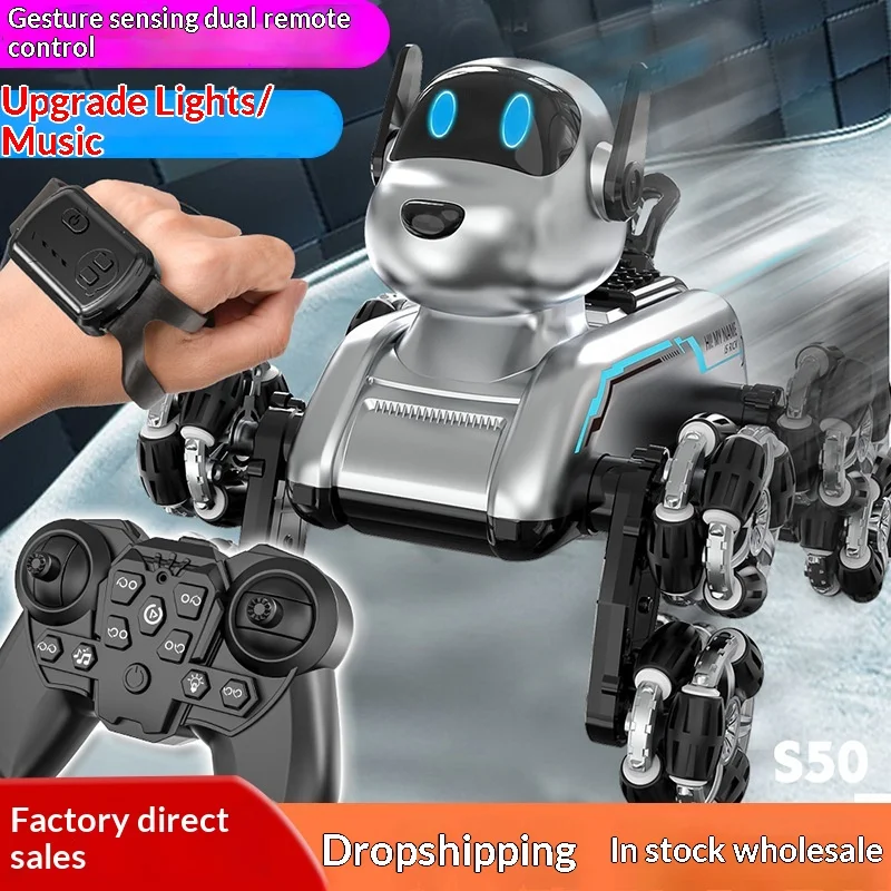

8 Wheel Gesture Sesing RC Stunt Car, 2 in 1 Robot Deformation Smart Mechanical Dog Remote Control Vehicle for Boys Gift