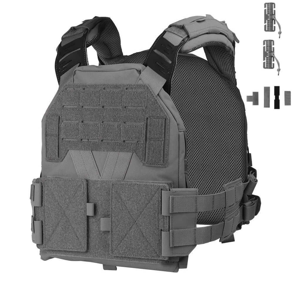 Wosport KZ Tactical Plate Carrier Vest Quick Release Cummerbund G Buckle Adjustable Shoulder Straps for Tactical Airsoft Games