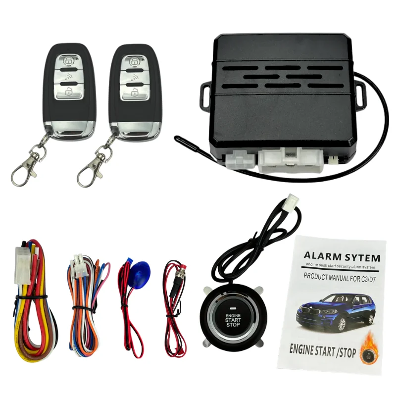 Universal 12V Car Push Button Start Stop System Keyless Entry Vehicle Security Upgrade Kit Remote Start Trunk Release Support