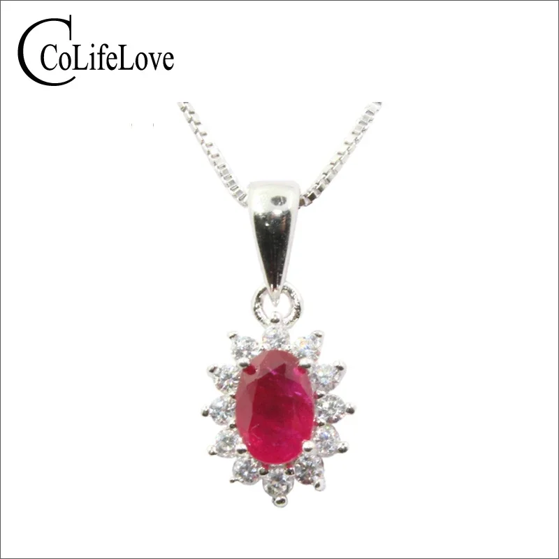 

Подвеска из натурального рубина для офисных женщин, 4 мм * 6 мм, подвеска из рубина, однотонное ожерелье из стерлингового серебра 925 пробы с позолотой 18 карат