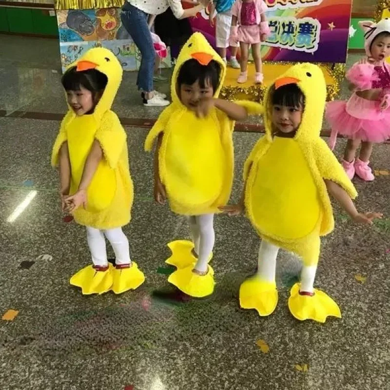 Baby Children Kids Yellow Chick Duck Costume Animal Shoes Stocking Unisex Toddler Birthday Party Set Cosplay Halloween Festival