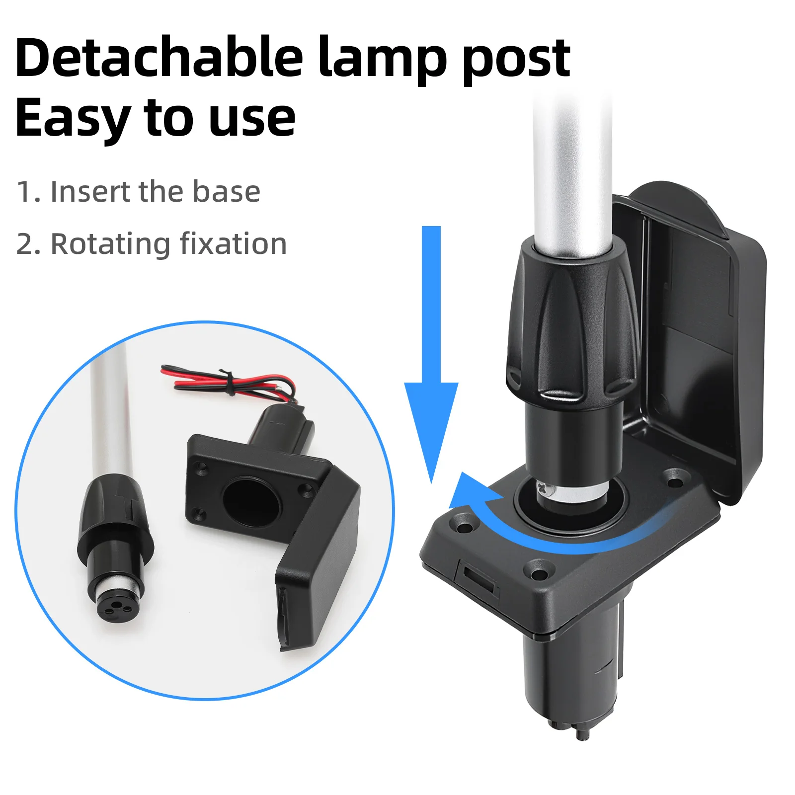 12V-24V LED Navigation  Light 22 Inch Anchor Lamp Marine Boat Yacht Sailing Lamp Waterproof Navigation Signal Indicator Light