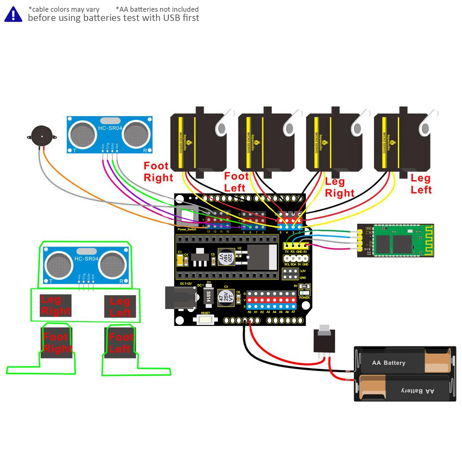 Keyestudio Electronic DIY Parts  Kit For OTTO Robot Maker (No  Printer Parts) For Arduino Starter Kit NO SOLDERING REQUIRED