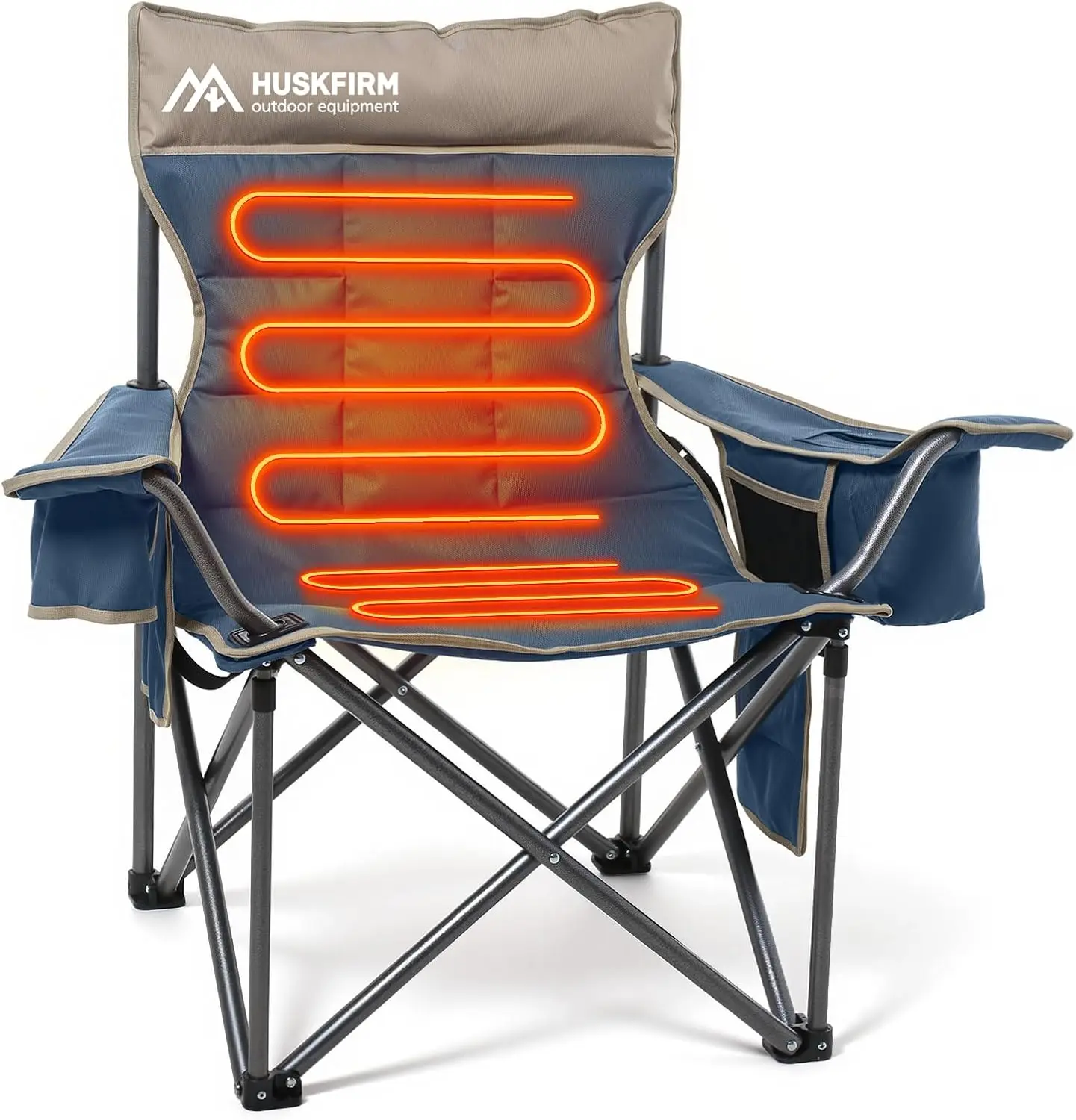 

Extra Wide Heated Camping Chair for Adults, Heavy Duty Supports 450 lbs with Cup Holder, Cooler, Side Pocket