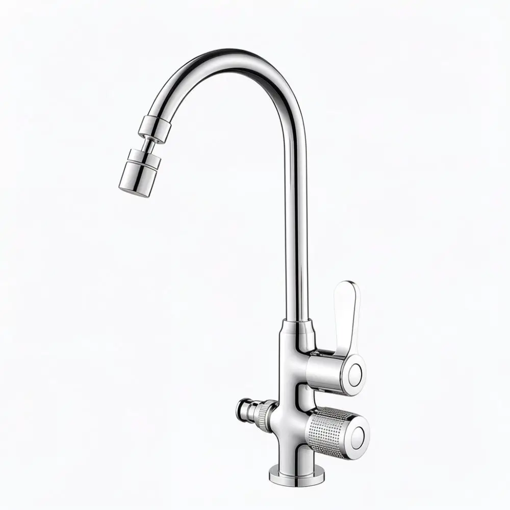 Alloy Garden Water Faucet Dual Control Outlet For Mubin Outdoor Basin Sink Spigot Extended Design Anti Splash Rotating Tap