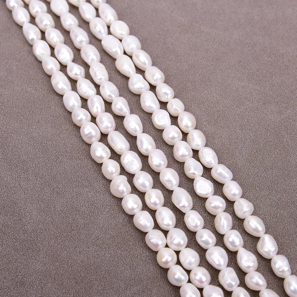 5 Strands 8x10mm Natural White Baroque Keshi Pearl Strands Loose Beads For Necklace Bracelet Jewelry DIY