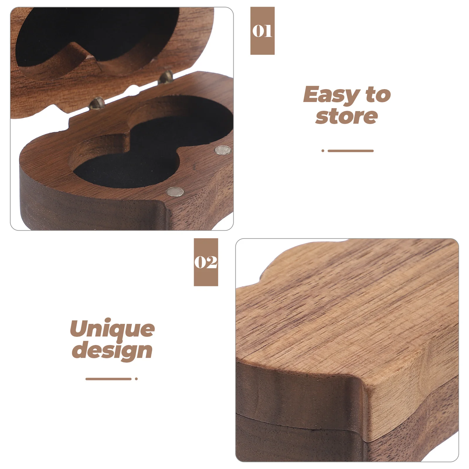 

Wooden Rings Case Double Heart Ring Box Wedding Proposal Storage Small Jewelry Box Durable Wood Heart Shaped Ring Case Earring