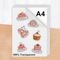 100% Transparent Printable Vinyl Sticker Paper Self-adhesive 10 Sheets A4 Glossy White Copy Paper DIY Labels for Inkjet Printer