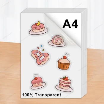 100% 투명 인쇄용 비닐 스티커 용지 자체 접착 10 매 A4 광택 흰색 복사 용지 잉크젯 프린터 용 DIY 라벨