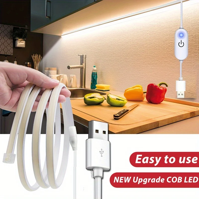 5V COB Neon Light Strip, Touch Sensor Dimmable Flexible Lights for Stairs, Christmas, Halloween and Birthday Holidays