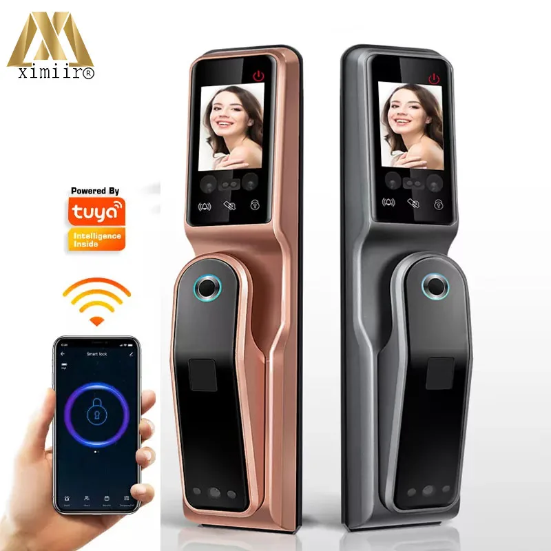100 Face TUYA WIFI Remote Unlock 3D Face Recognition Smart Door Lock With Camera Fingerprint Palm Print Swip Card Password Key