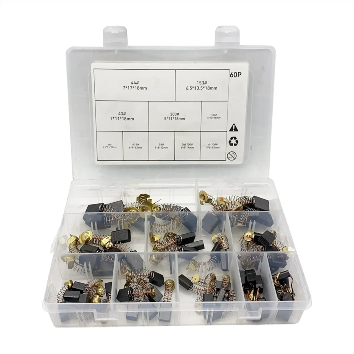 60 brosses à charbon pour moteur électrique, 10 tailles différentes, pièces de rechange pour outils électriques