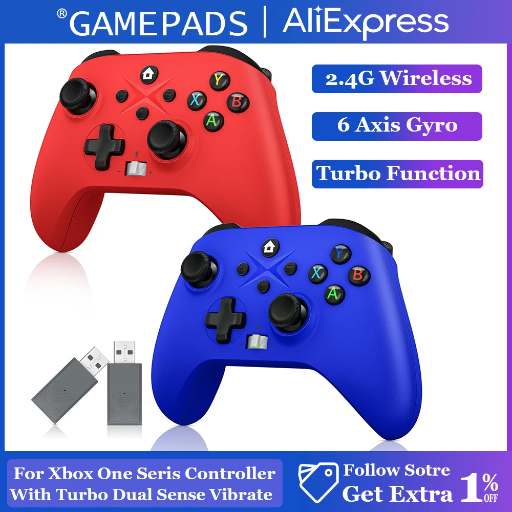 Control Inalámbrico para Xbox One/Xbox Series X/S/PC con Giroscopio de Seis Ejes, Función Turbo, Joystick para Consolas de Juegos