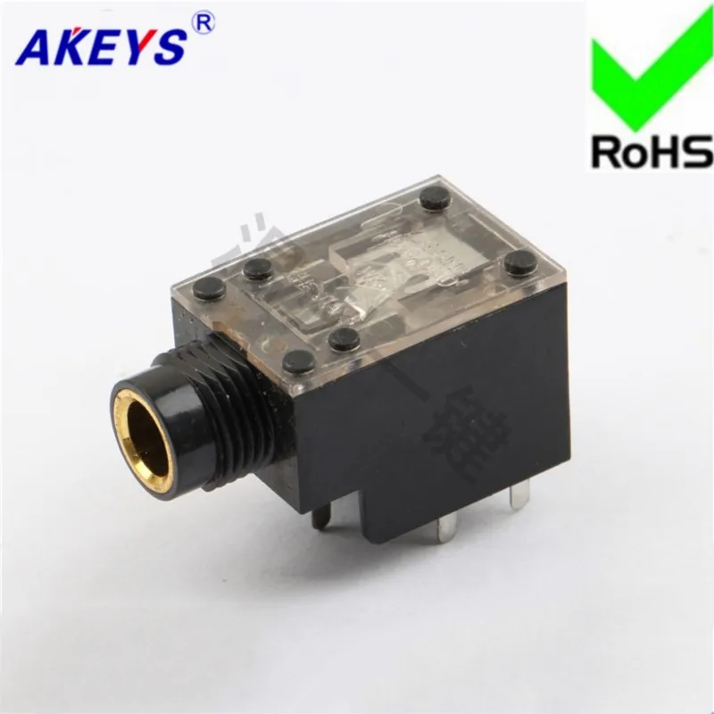 10 PC PJ-608C Gold-plated Transparent Cover 6.35MM Socket Microphone Socket 7/9-foot Stereo Sound Plate Earphone Socket