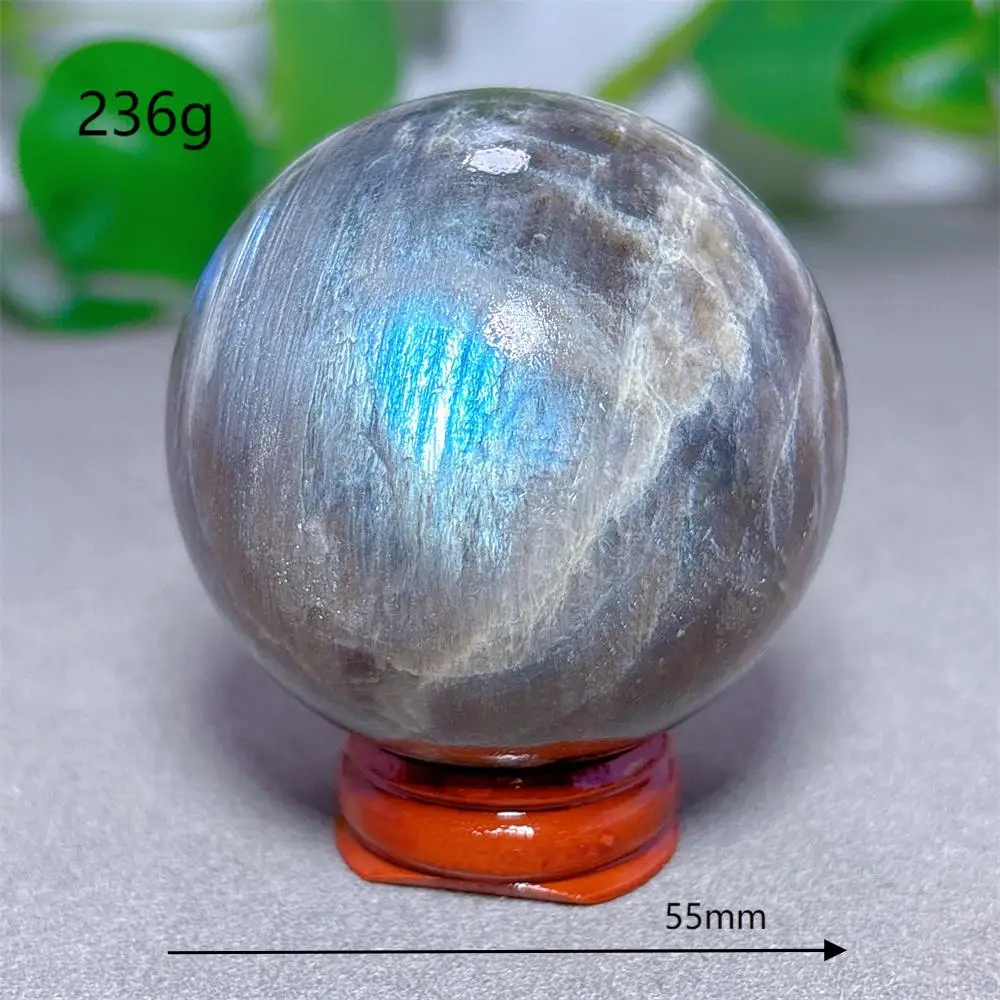 Blauwe Maansteen Bol Kristal Natuursteen Kwarts Mineralen Huisdecoratie Reiki Tuingeschenken Energie Genezing Geluk Liefde +Stand
