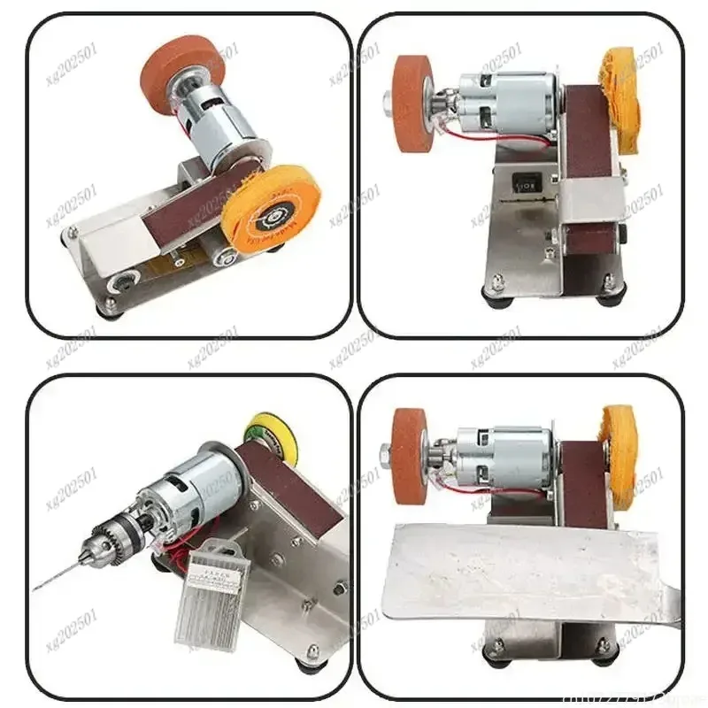 110V/220V Adjustable Speed Mini Belt Sander with 10PCS Belts for DIY Cutter Edges Sharpener And Polisher Machine